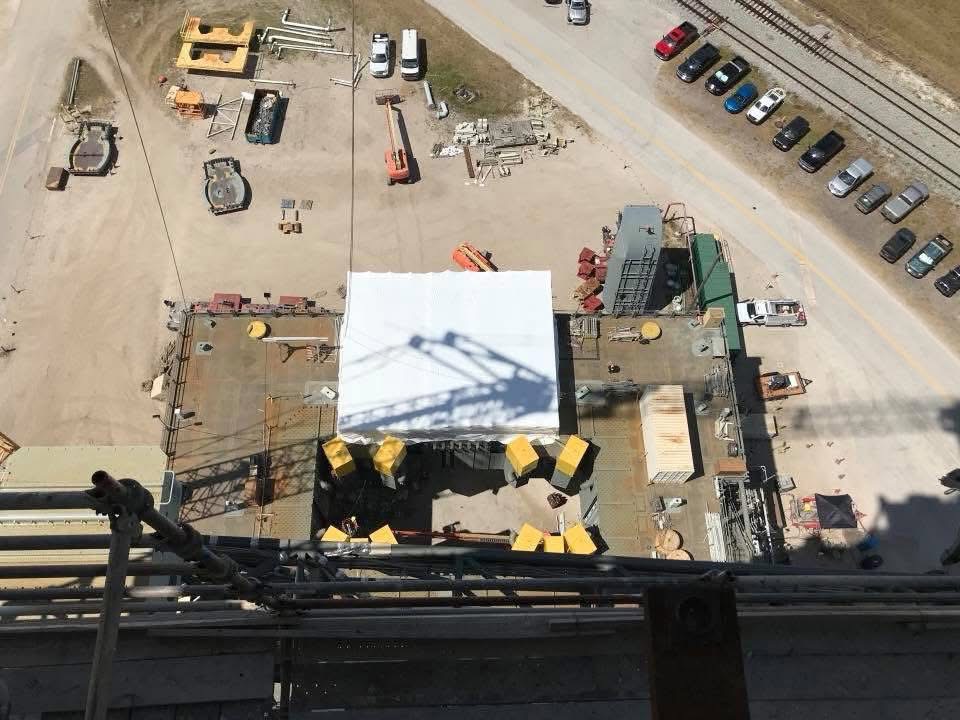 Aerial view of industrial shrink wrap project